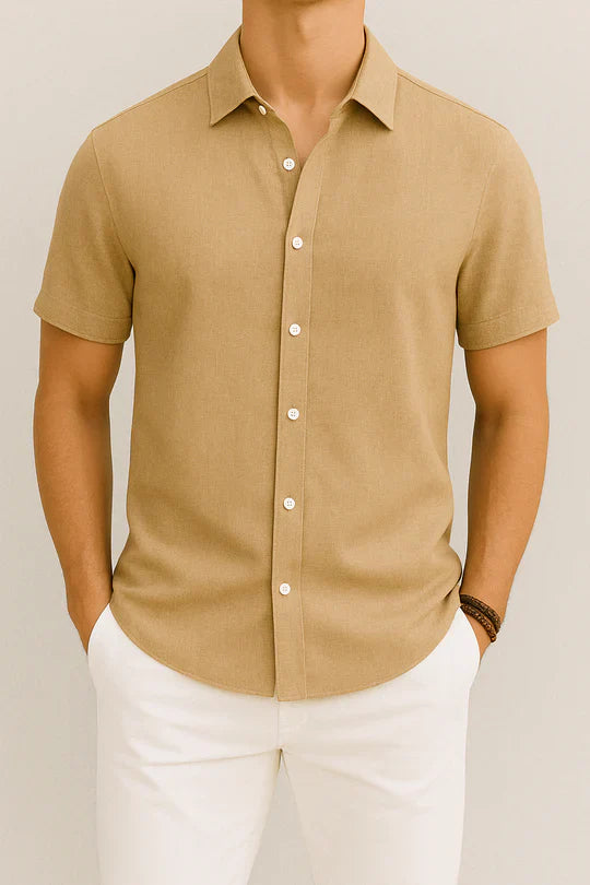 Short Sleeve Linen Shirt For Men