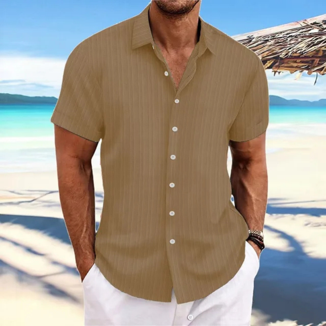 Striped Button-Down Shirt For Men | Short Sleeves