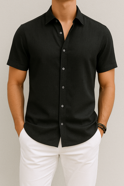Short Sleeve Linen Shirt For Men