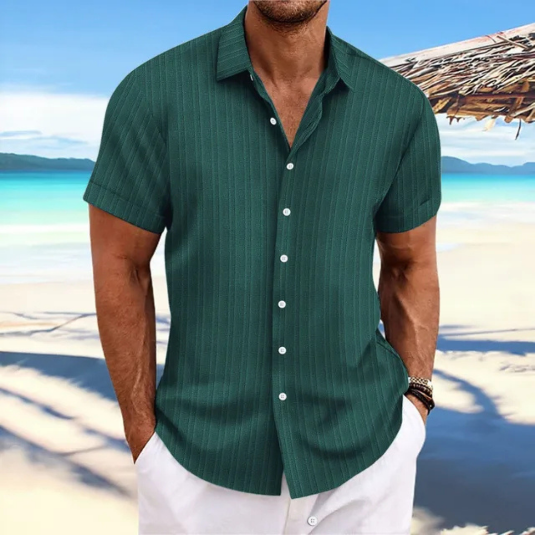 Striped Button-Down Shirt For Men | Short Sleeves