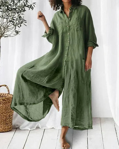 Breathable Linen Jumpsuit For Women With Buttons Oversized Summer Comfort And Effortless Style