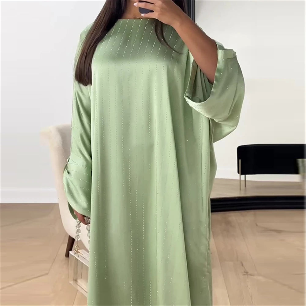 Mathilde Striped Evening Abaya for Women with Flowing Cut and Luxurious Loose Fit Comfort