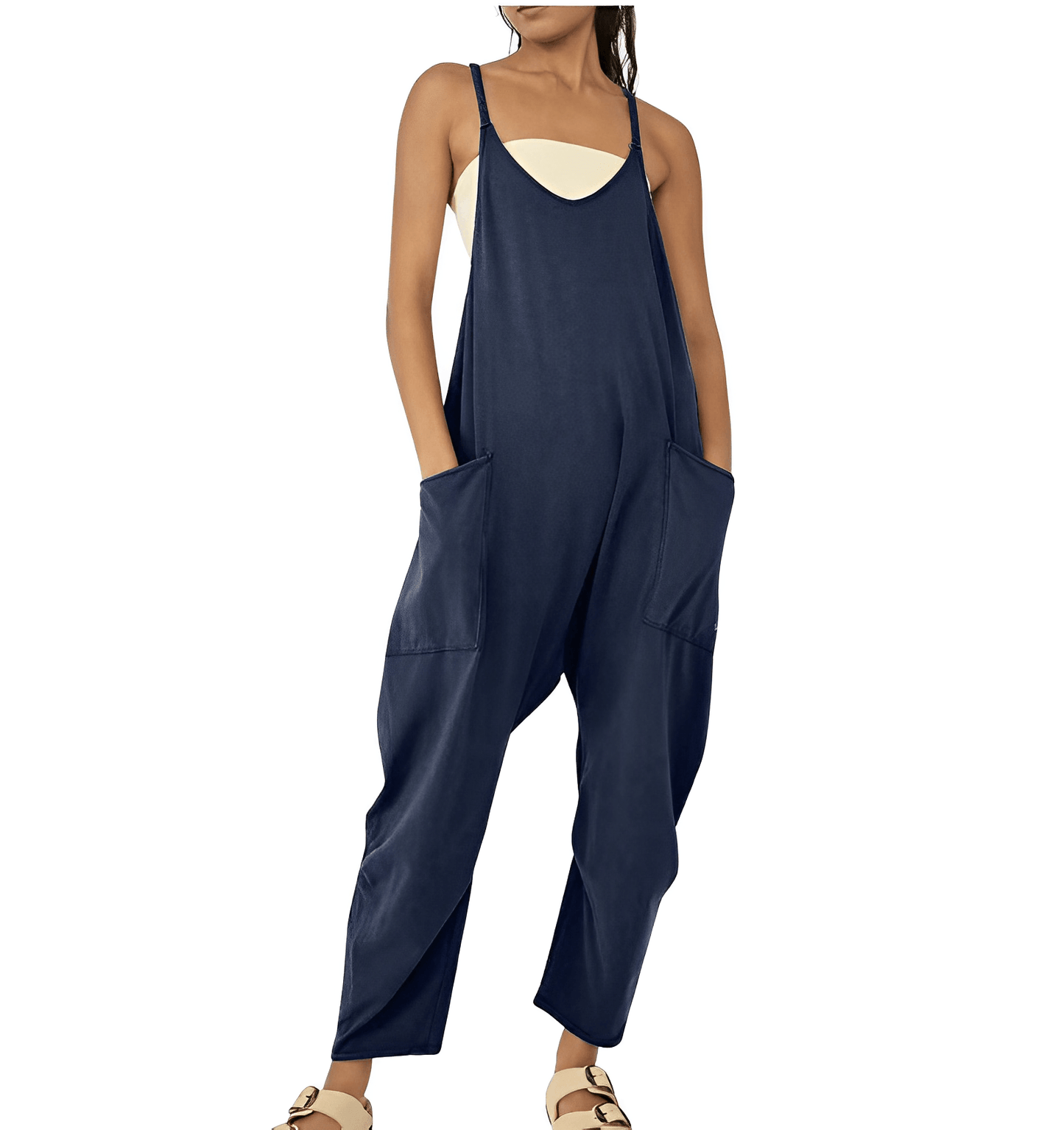 Sleeveless jumpsuit for women with pockets - a casual one-piece