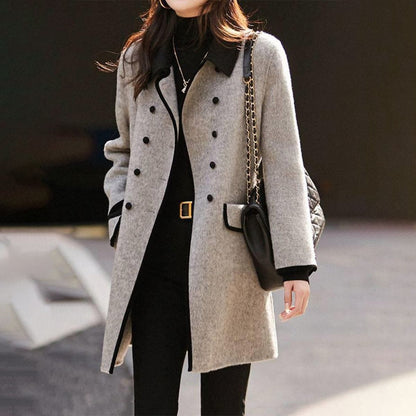 Double Breasted Gray Coat For Women With Collar And Timeless Elegant Warmth And Attention Grabbing Style