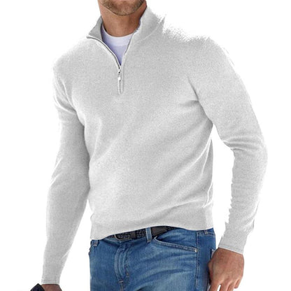 Mens Half Zip Knit Sweater Soft Warm Relaxed Fit With Ribbed Edges Versatile Layering Essential