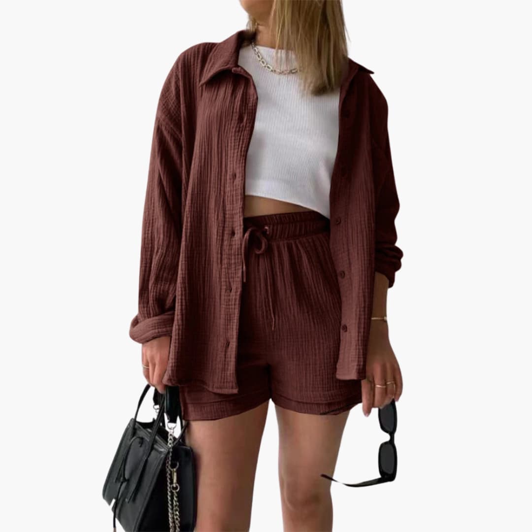 Women's Casual Two-Piece Set with Lightweight Fabric and Relaxed Fit
