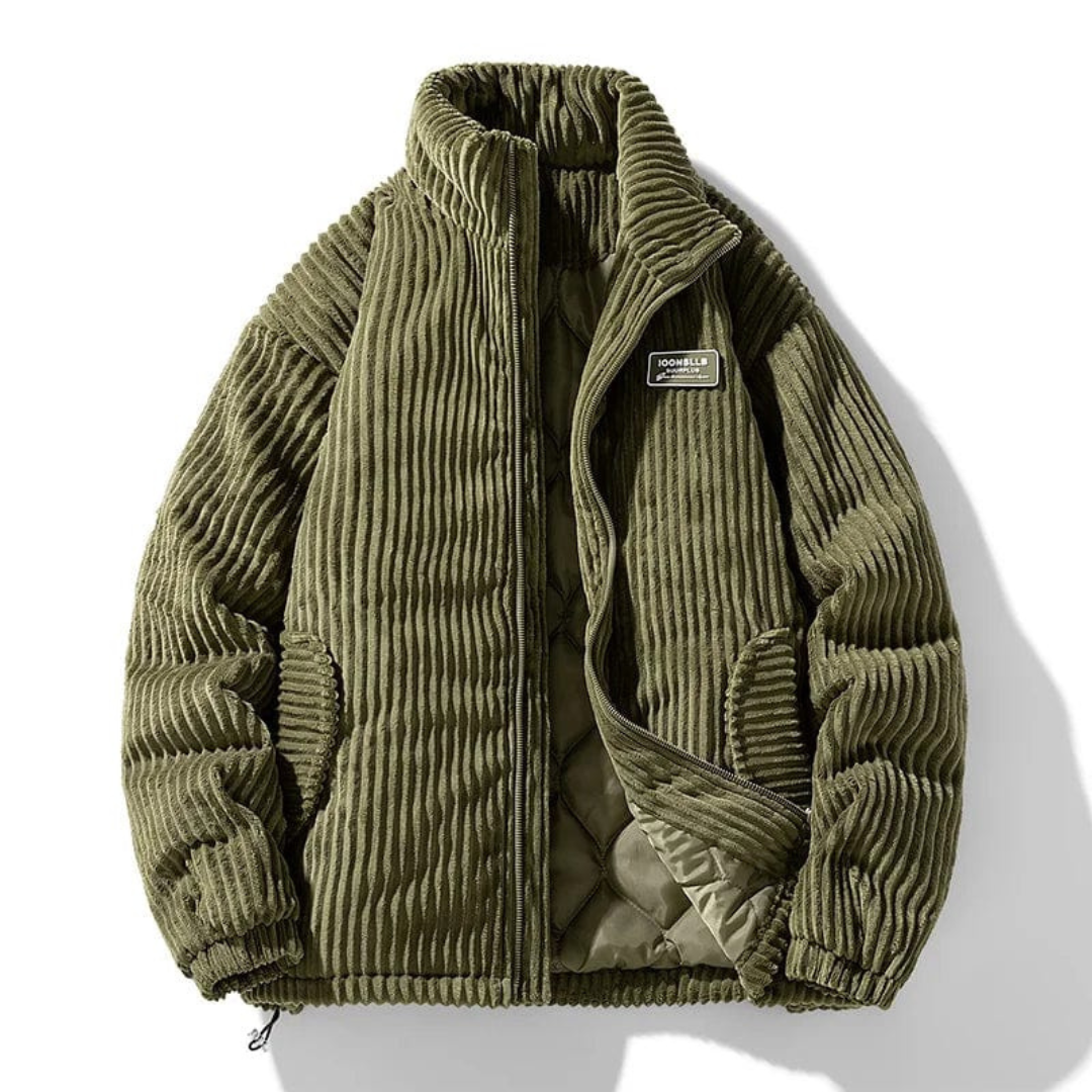 Men's Corduroy Jacket Warm Stand Collar Casual Outerwear for Autumn Winter Durable Everyday Wear