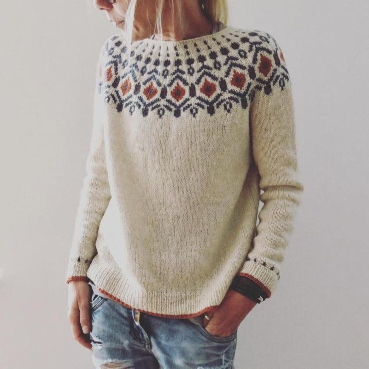 Maaike Geometric Pattern Sweater for Women Elegant Warm Cozy Knit for Everyday Style