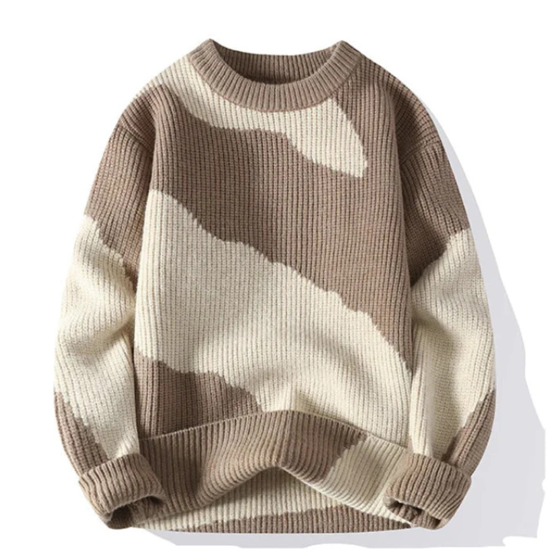 Calder Warm Corduroy Knit Sweater For Men Classic Crew Neck With Relaxed Fit TrendAura