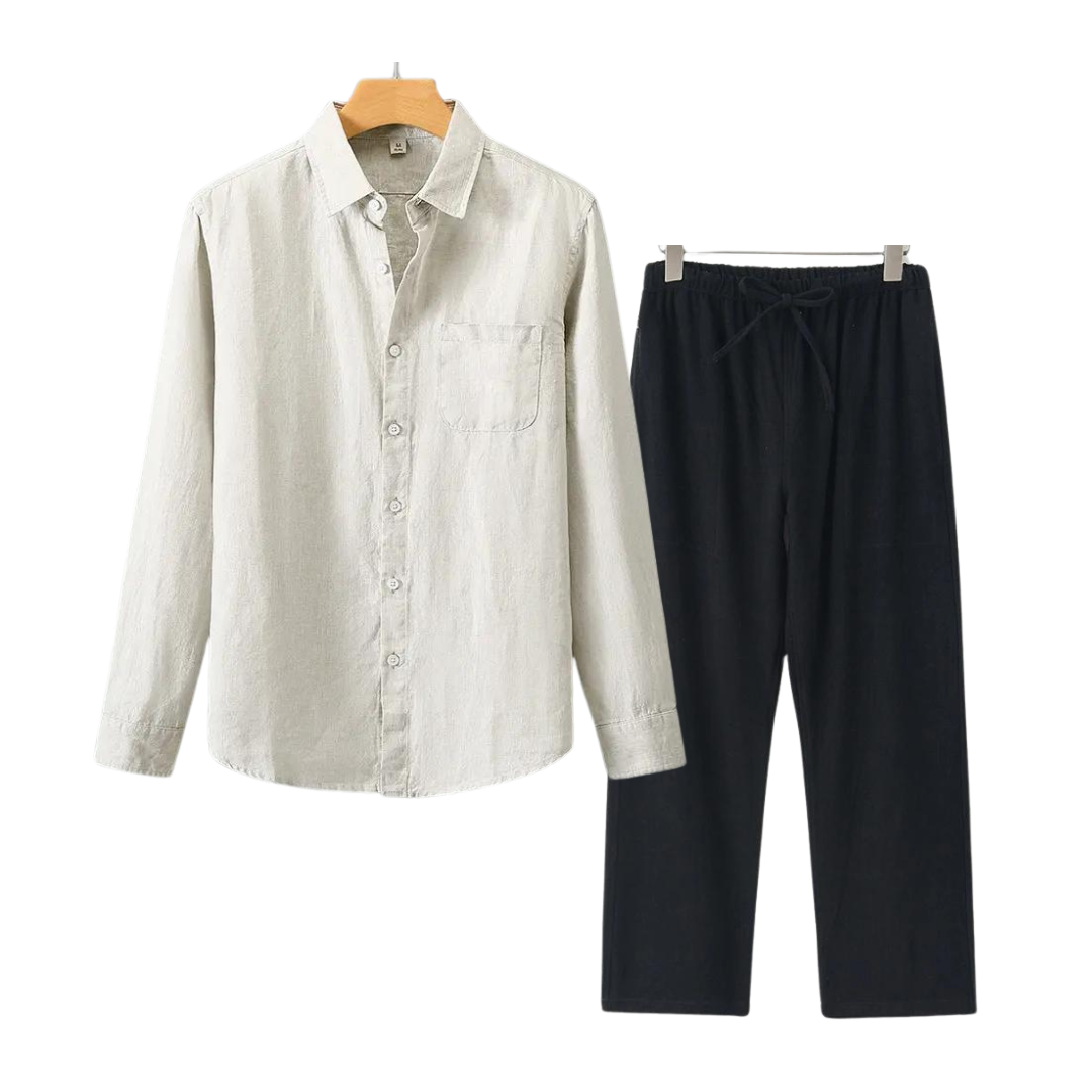 Leon Relaxed Linen Shirt and Trousers for Men Breathable Everyday Comfort and Effortless Style