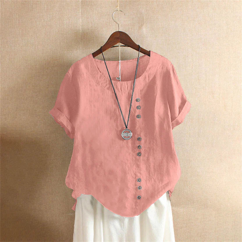 Short Sleeve Blouse With Round Collar For Women By Kelly Mullersmodehaus Versatile Chic Everyday Essential
