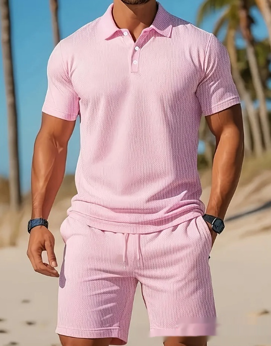 Mens Polo Shirt And Shorts Set Summer Essential Lightweight Breathable Comfort For Casual Outings