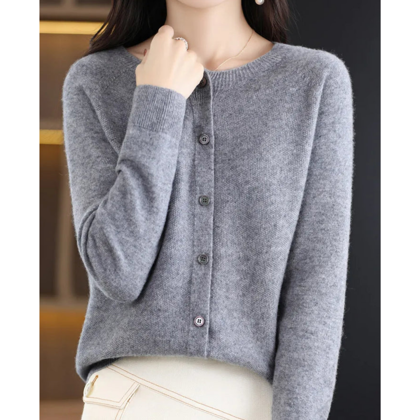 Women’s Classic Round Neck Cardigan | Timeless Style