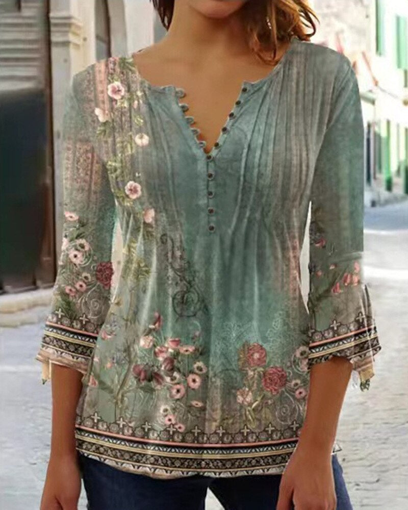 Judith - Scalloped V-Neck Blouse