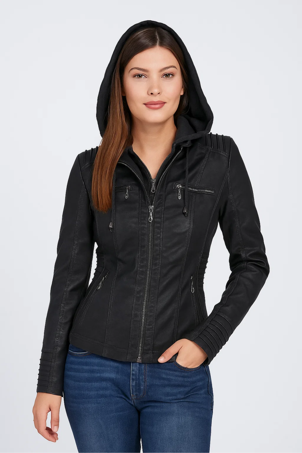 Motor Jacket For Women Versatile Streetwear With Structured Edge And Zipper Details For Everyday And Layering