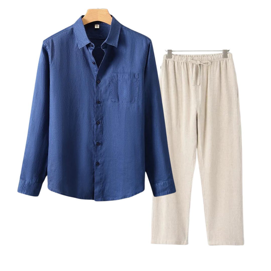 Leon Relaxed Linen Shirt and Trousers for Men Breathable Everyday Comfort and Effortless Style