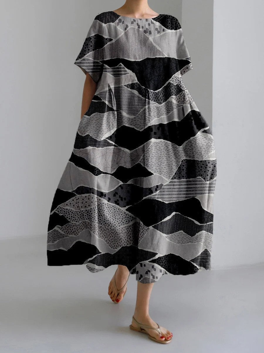 Natalie Geometric Patterned Sweater Dress For Women With Retro High Waist Style And Elegance