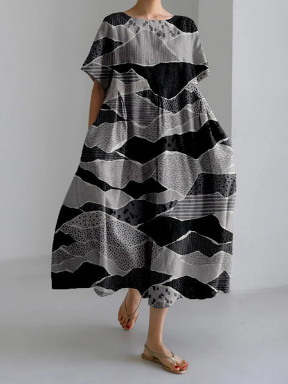 Natalie Geometric Patterned Sweater Dress For Women With Retro High Waist Style And Elegance