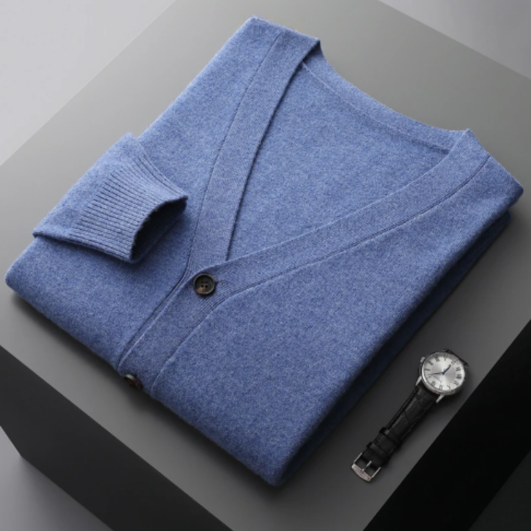 Elegant V-Color Cardigan For Men | With Buttons