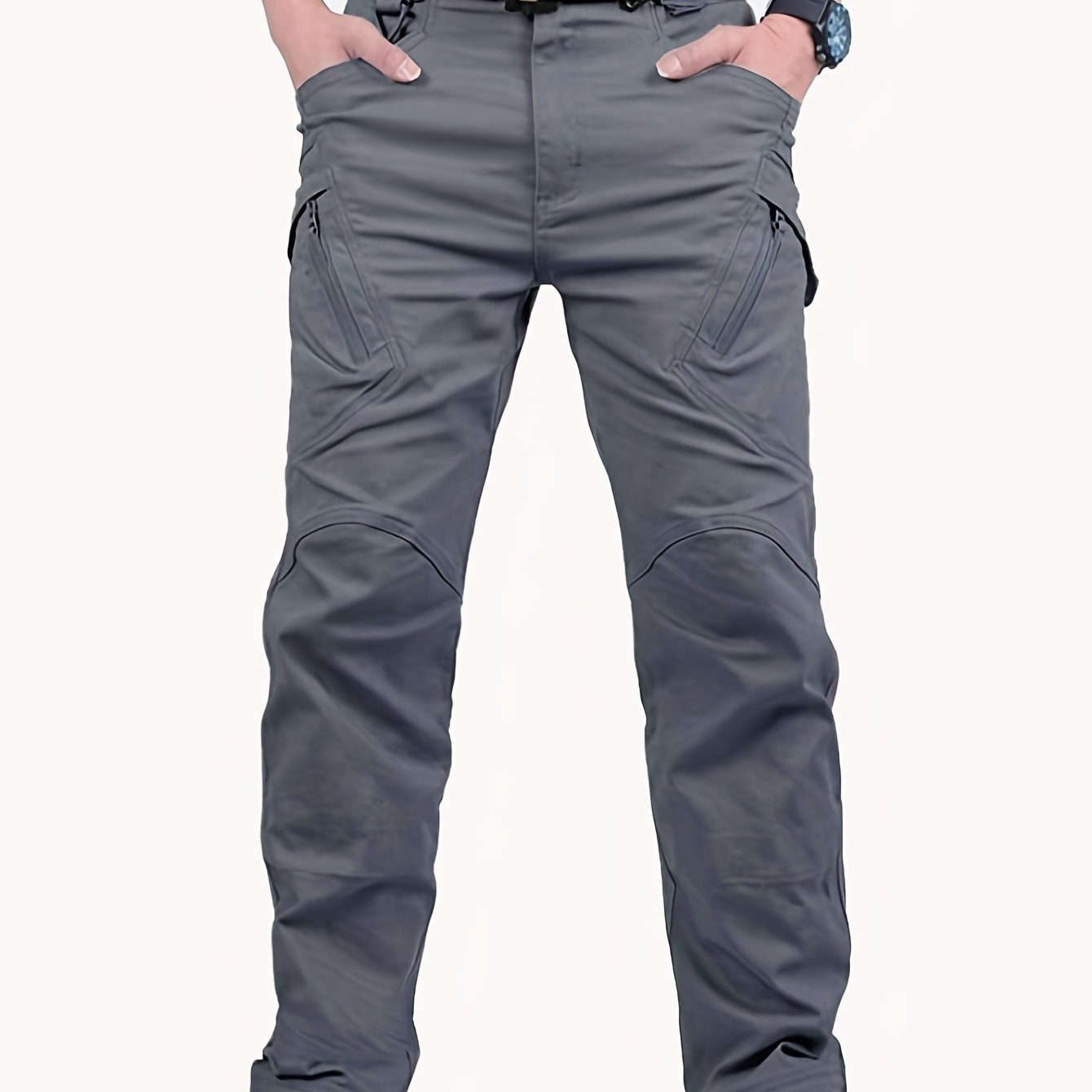 Mens Durable Work Trousers Multi Pocket Zipper Fly Outdoor