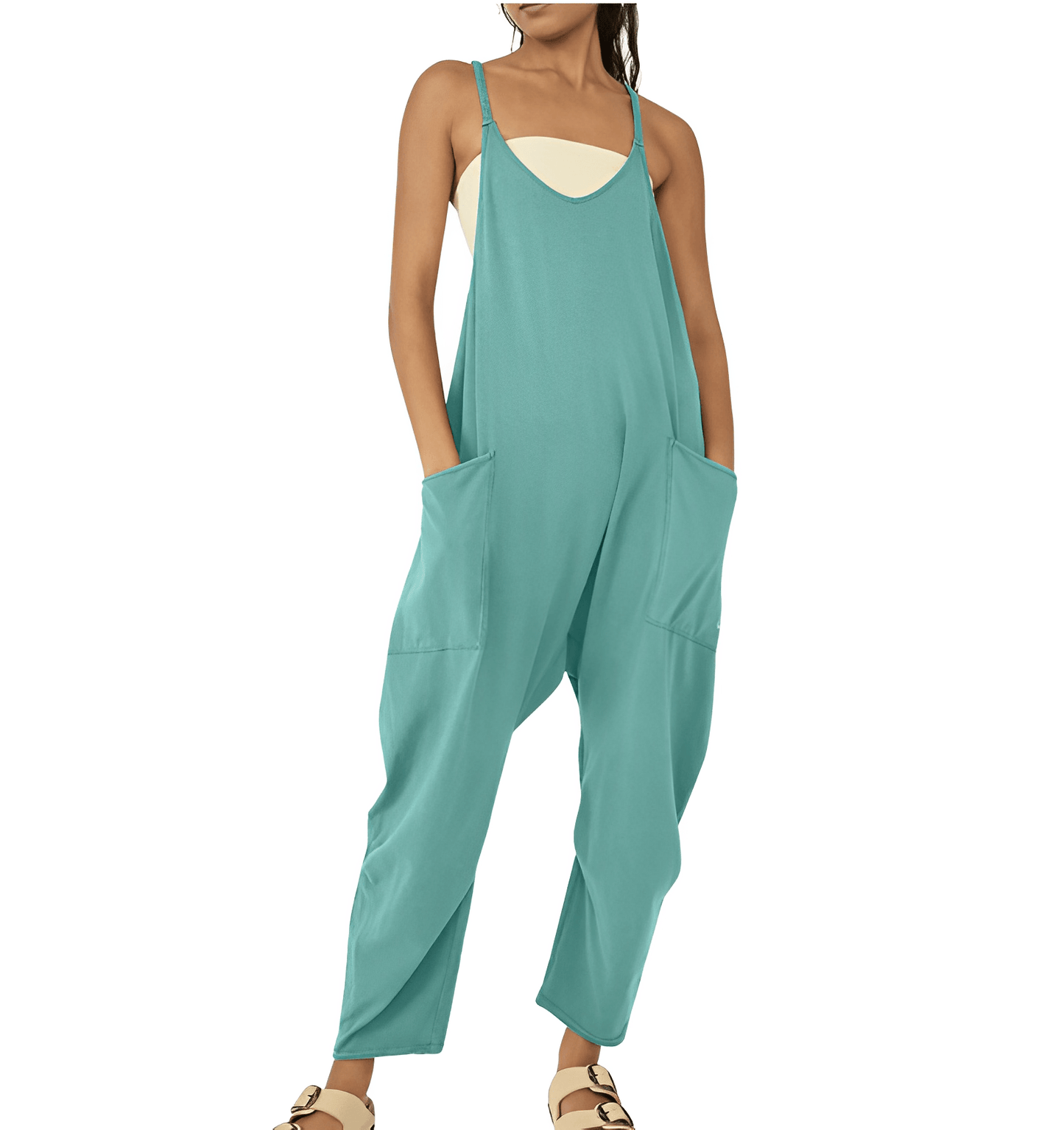 Sleeveless jumpsuit for women with pockets - a casual one-piece