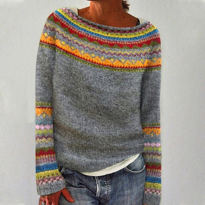 Relaxed Fit Fair Isle Wool Sweater for Women – Cozy Casual Warmth