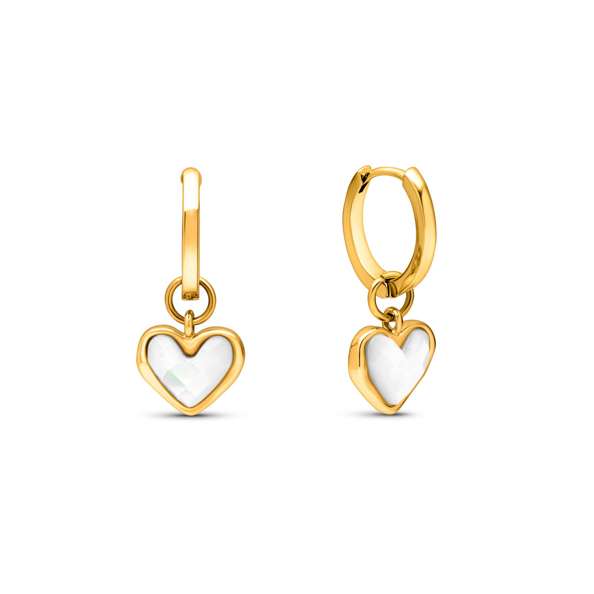 Huggie earrings in white quartz (gold) - TrendAura