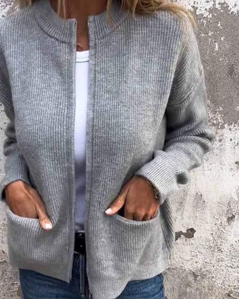 Women's Everyday Cardigan with Open Front and Long Sleeves - TrendAura