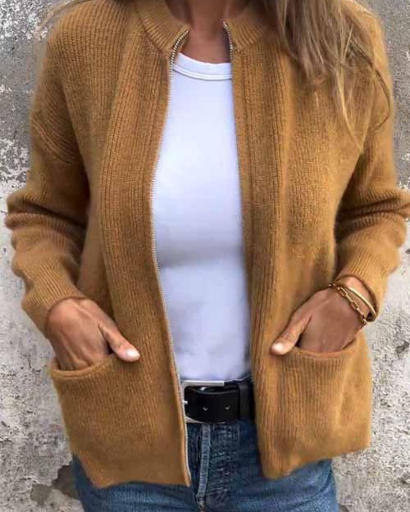 Women's Everyday Cardigan with Open Front and Long Sleeves