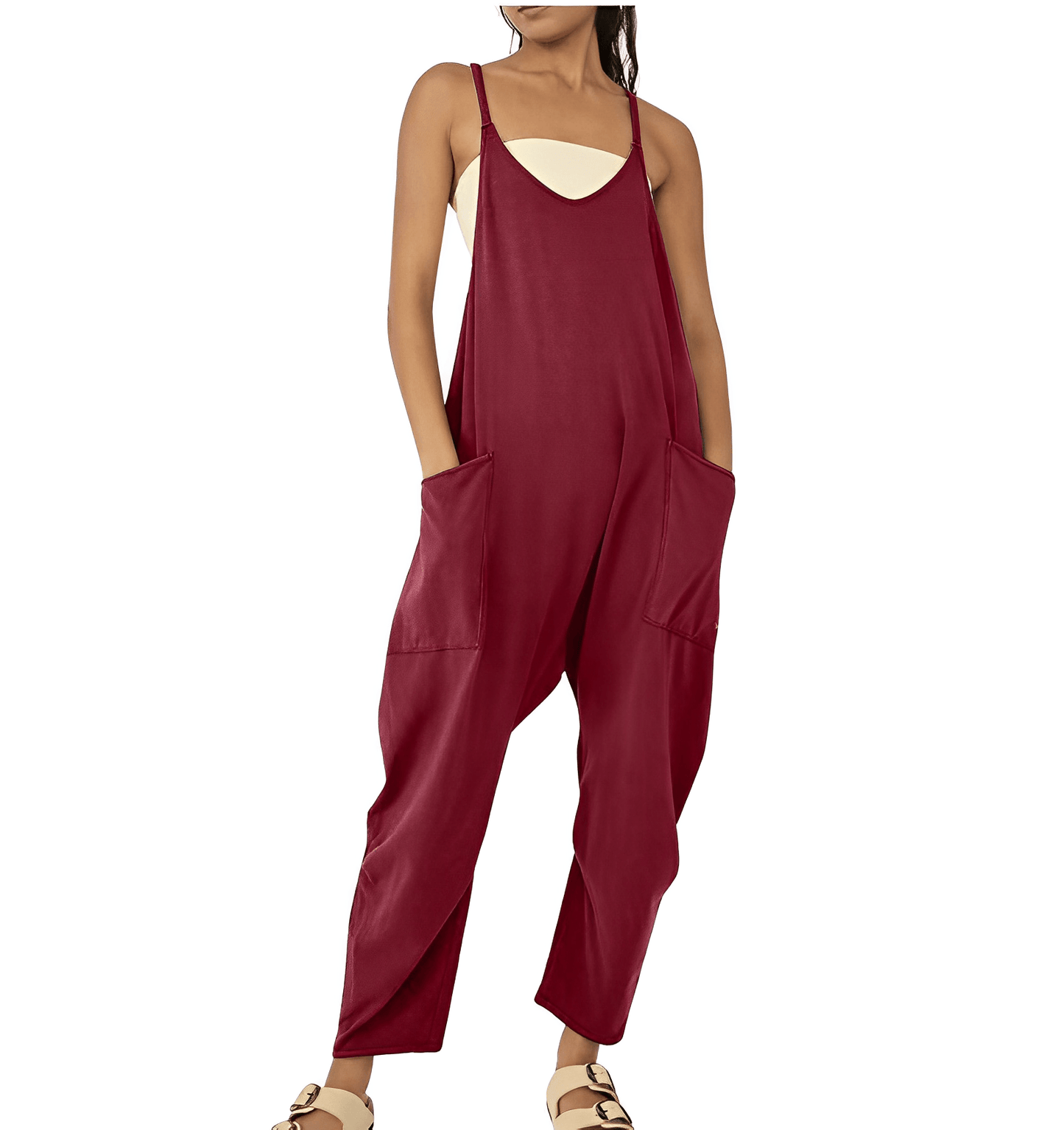 Sleeveless jumpsuit for women with pockets - a casual one-piece