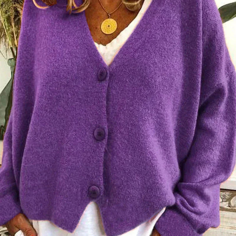 Claire | Women’s Loose Fit V-Neck Cozy Knit Cardigan