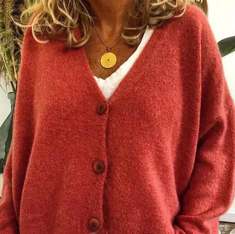 Claire | Women’s Loose Fit V-Neck Cozy Knit Cardigan