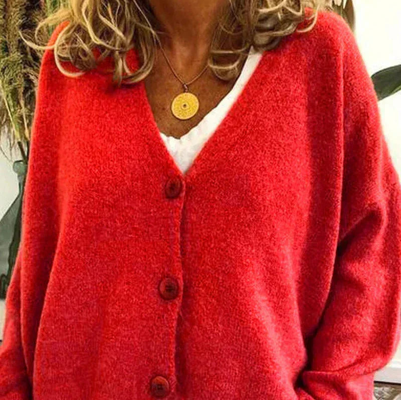 Claire | Women’s Loose Fit V-Neck Cozy Knit Cardigan