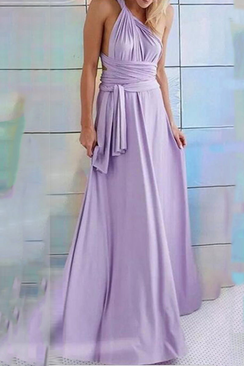 Dress for Women – Halterneck A-line – Floor-length – Slit – Elegant Party Dress