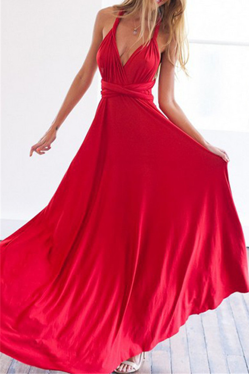 Dress for Women – Halterneck A-line – Floor-length – Slit – Elegant Party Dress