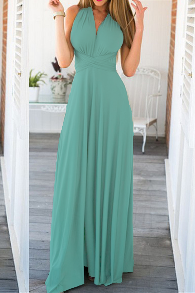 Dress for Women – Halterneck A-line – Floor-length – Slit – Elegant Party Dress