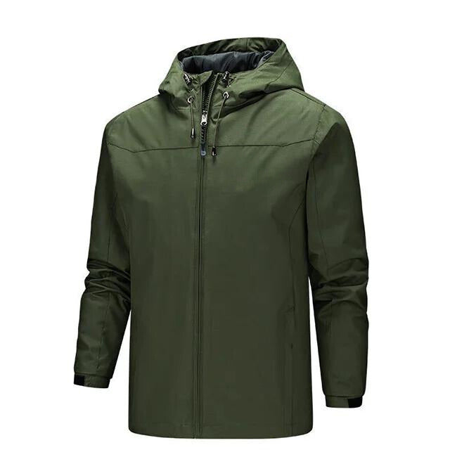 Men's Water Resistant Rain Jacket With Hood Regular Fit Sealed Seams Weatherproof Outerwear For Rainy Days