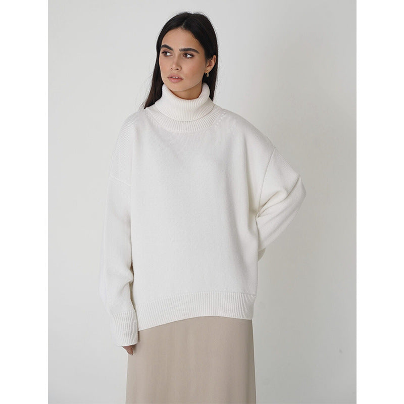 Luna Womens Wool Oversized Turtleneck Sweater For Women Green Warm Cozy Chic Fashionable For Everyday Style