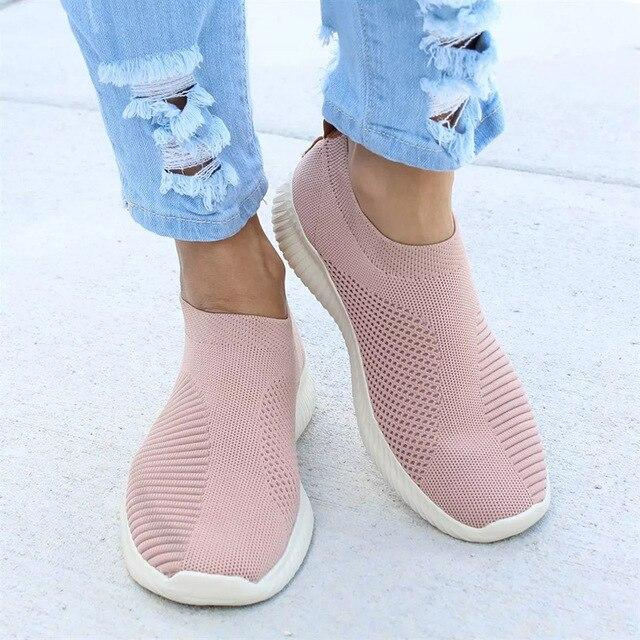 Orthopedic Slip On Sneakers For Women With Arch Support And Cushioned Knit Upper