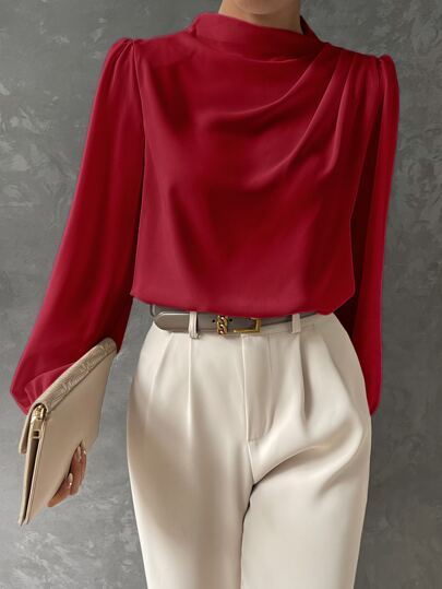 Liza Bishop Sleeve Blouse For Women Elegant Workwear With Comfort And Timeless Style