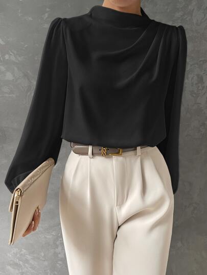 Liza Bishop Sleeve Blouse For Women Elegant Workwear With Comfort And Timeless Style
