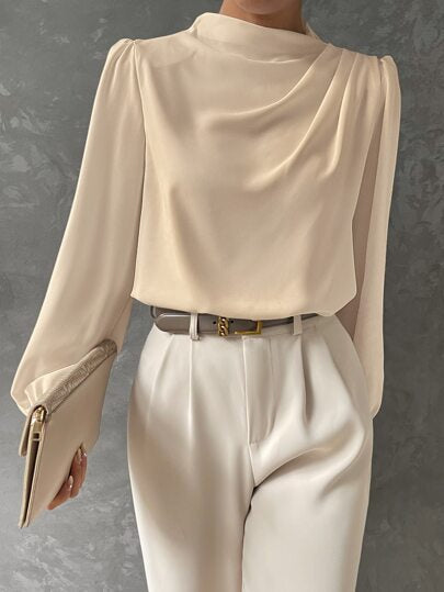 Liza Bishop Sleeve Blouse For Women Elegant Workwear With Comfort And Timeless Style