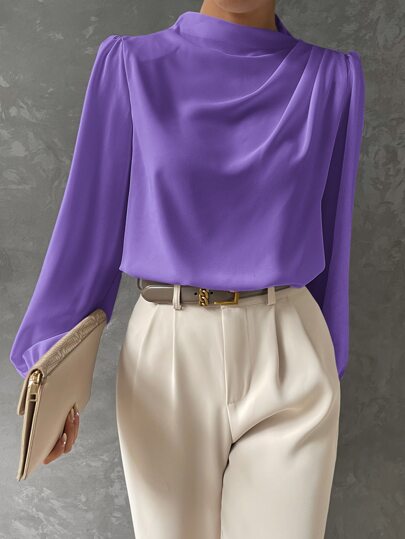 Liza Bishop Sleeve Blouse For Women Elegant Workwear With Comfort And Timeless Style