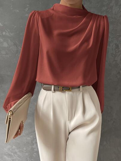 Liza Bishop Sleeve Blouse For Women Elegant Workwear With Comfort And Timeless Style