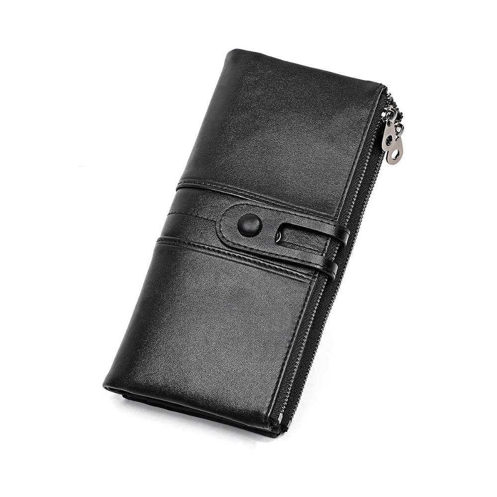 TrendAura Maria Leather Long Clutch Wallet - Sleek Design With Multiple Compartments And Zipper Pocket