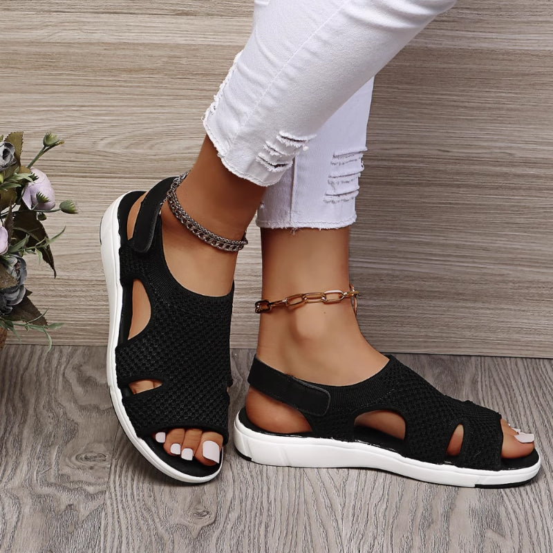 Levana Breathable Flat Sandals For Women With Easy Slip On Comfort And Cushioned Support