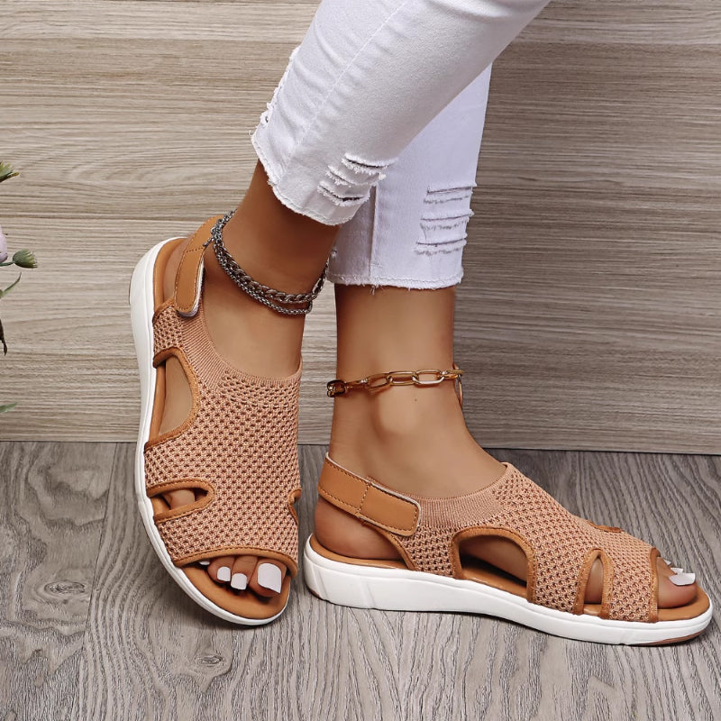 Levana Breathable Flat Sandals For Women With Easy Slip On Comfort And Cushioned Support