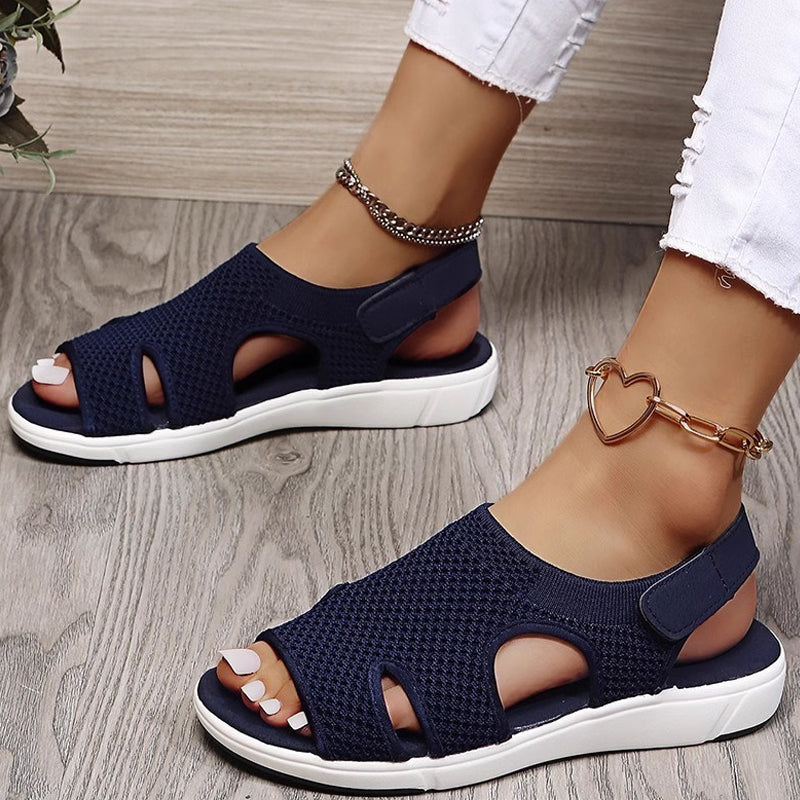Levana Breathable Flat Sandals For Women With Easy Slip On Comfort And Cushioned Support