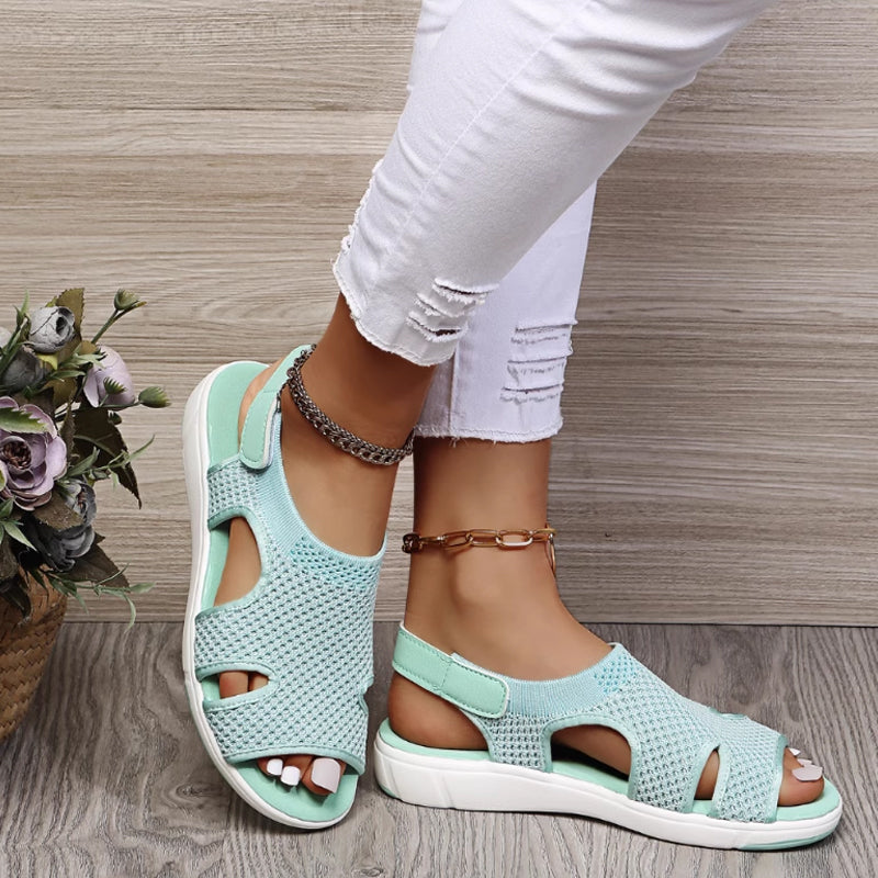 Levana Breathable Flat Sandals For Women With Easy Slip On Comfort And Cushioned Support