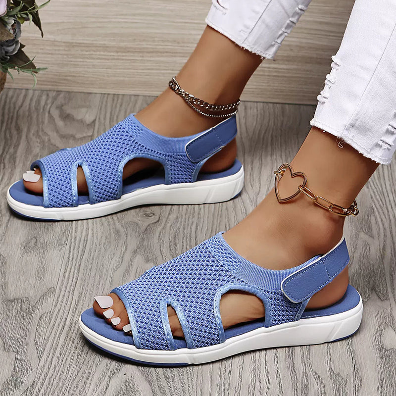 Levana Breathable Flat Sandals For Women With Easy Slip On Comfort And Cushioned Support